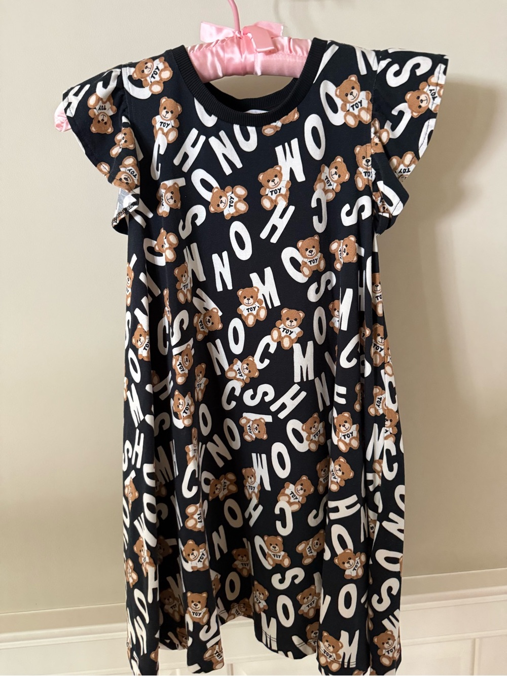 Moschino Black Dress with Brown Teddy Print